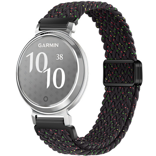 Ремінець для смарт-годинника Garmin Lily 2 (14 мм) з плетеного нейлону (Black / Green)