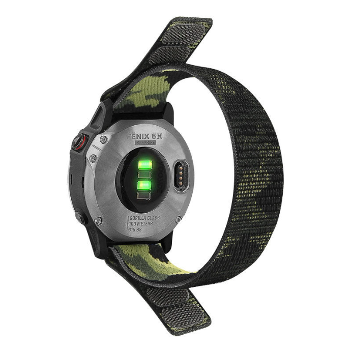 Нейлоновий ремінець на липучці для Garmin Fenix 7/7X/6X/5X/6/5 26ММ. (Зелений камуфляж)