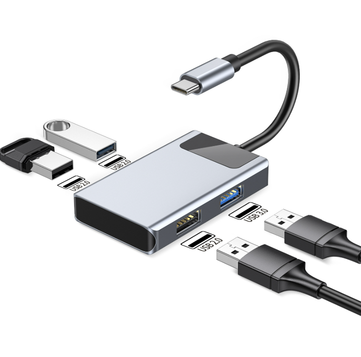 USB-C Хаб 4-в-1 модель ZX071 — багатофункціональний адаптер з USB 3.0 + 3 x USB 2.0