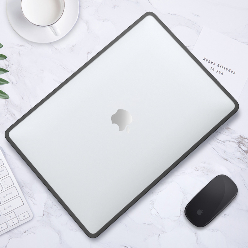 Пластикова накладка c силіконовим бампером для Macbook Air 13,6" M2 A2681 (Прозрачный + черный бампер)
