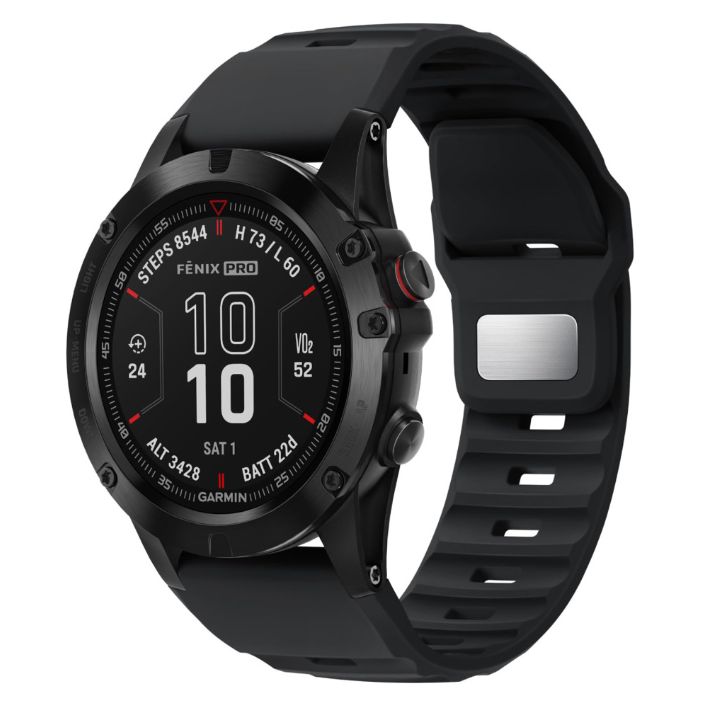 Силіконовий ремінець QuickFit 26 мм для Garmin Fenix 7X/6X/5X, Enduro 2, Tactix, Descent, Epix Pro (Чорний)