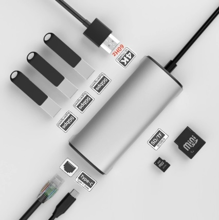 USB-C хаб 8-в-1 з гігабітним Ethernet та 4K@60Hz  1926W
