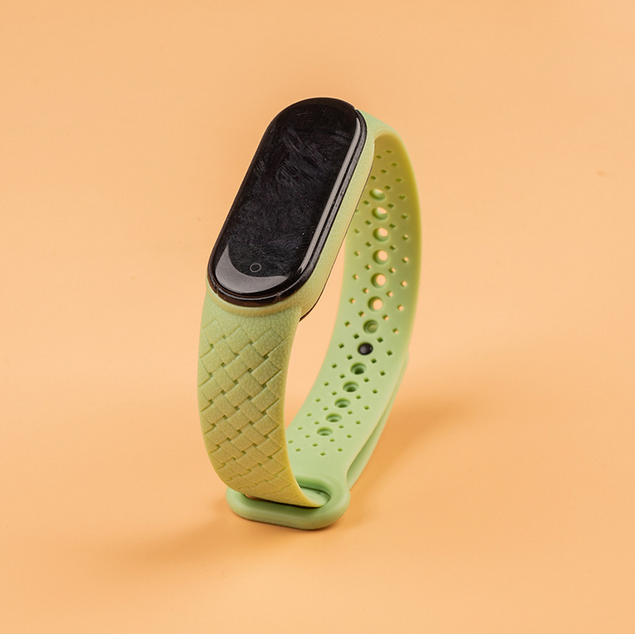 Силиконовый ремешок с имитацией плетения для Mi Band 3 | 4 (Зеленый)