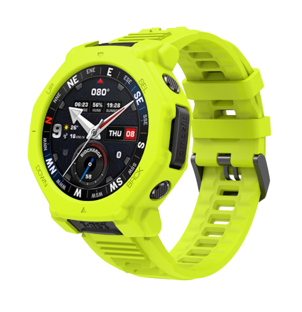Силіконовий ремінець Armor Sport із захисним корпусом для Amazfit T-Rex 3 Pro, 22 мм (салатовий)