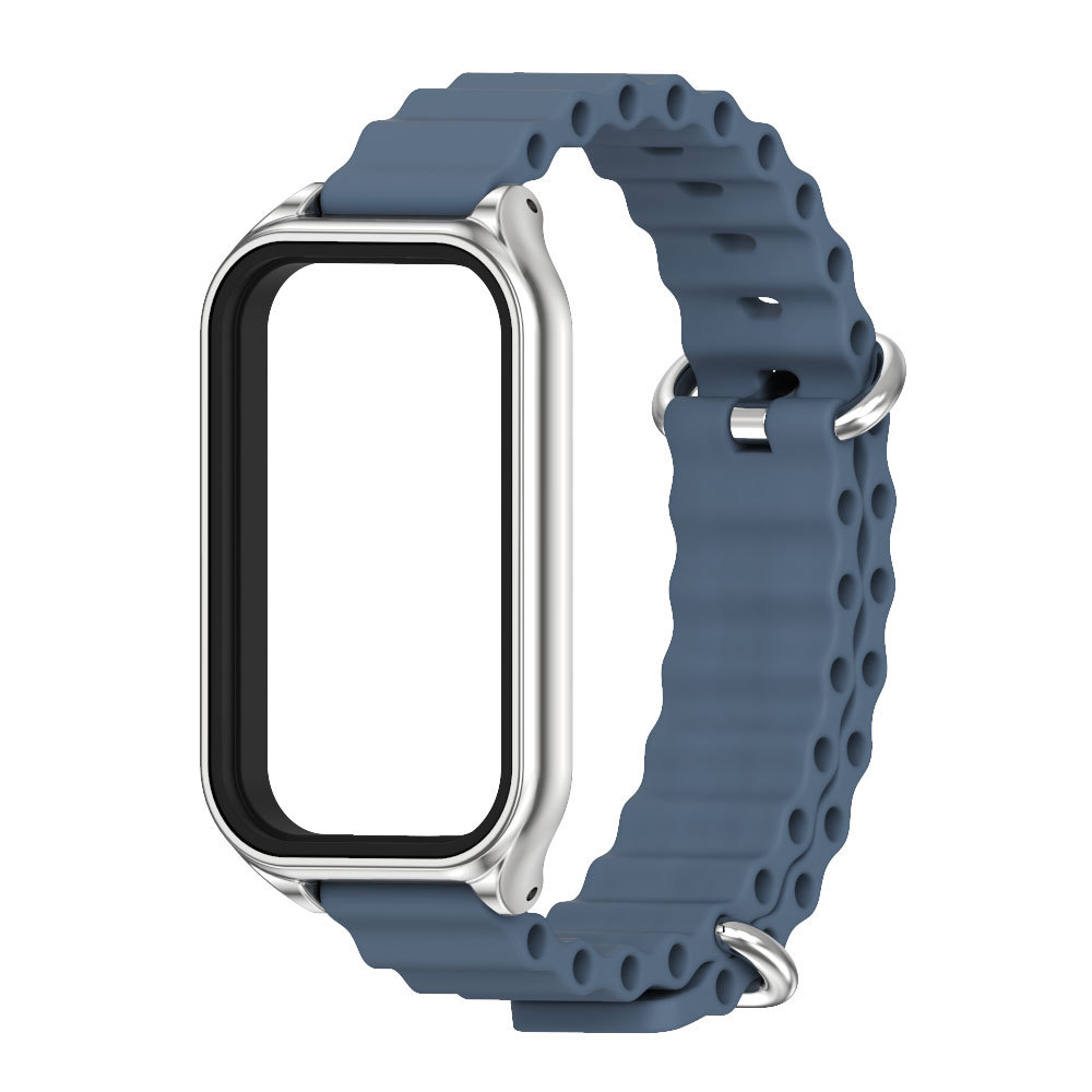 Силіконовий ремінець Ocean з алюмінієвою рамкою для Mi Band 9 Active / Redmi Band 3 (Синій)