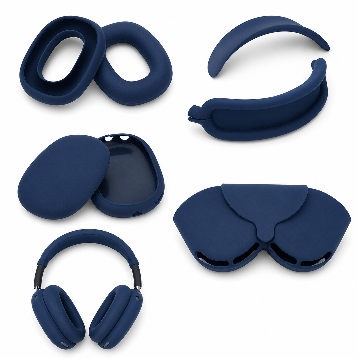 Комплект силіконових аксесуарів 5-в-1 для Apple AirPods Max (темно синій)