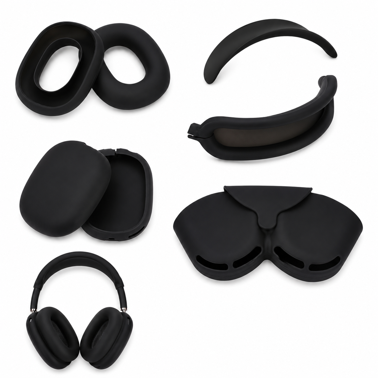 Комплект силіконових аксесуарів 5-в-1 для Apple AirPods Max (чорний)