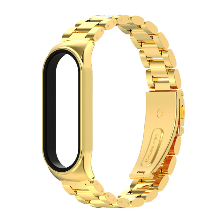 Ремінець металевий MiJOAS для Mi Band 3 | 4 | 5 | 6 Classic, Фіолетовий (Желтое Золото)