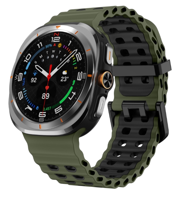 Двоколірний силіконовий ремінець для Samsung Watch Ultra 47 мм (темно зелений)