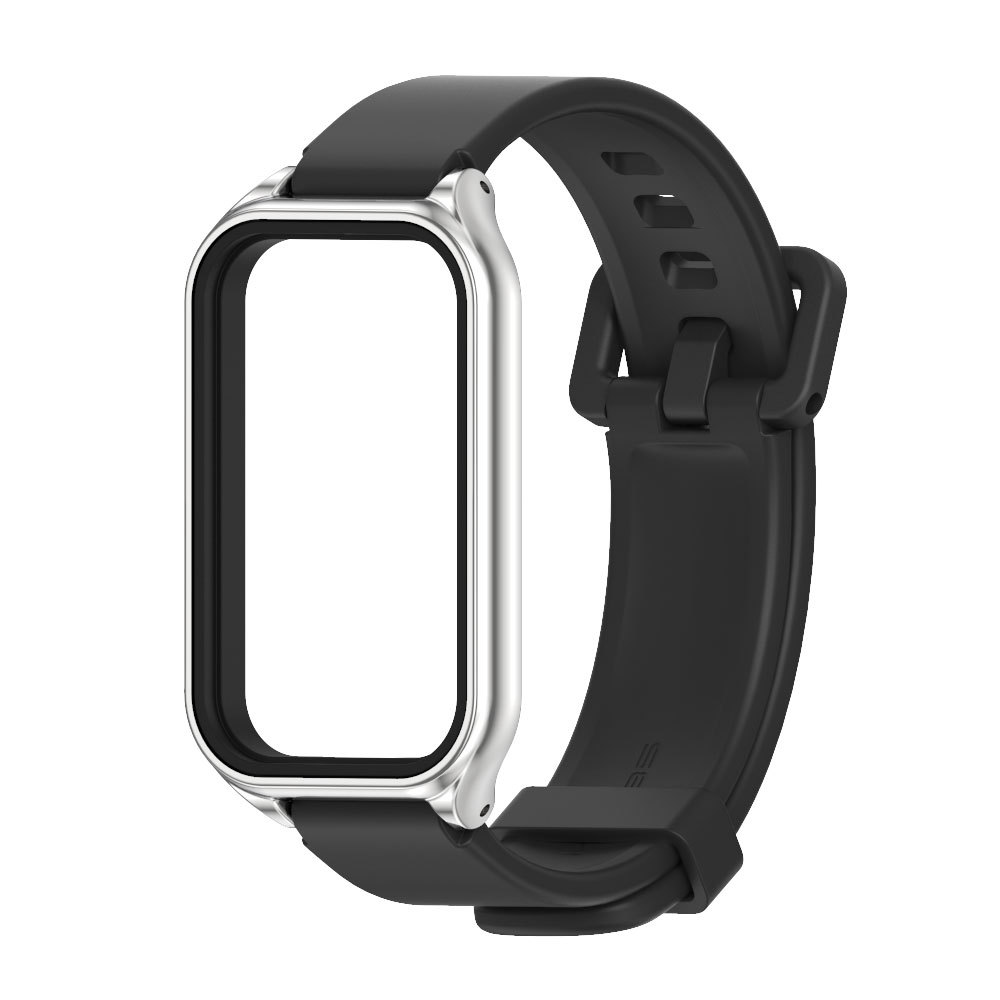 Силіконовий ремінець для Redmi Smart Band 3 / Mi Band 9 Active (Чорний+срібло)
