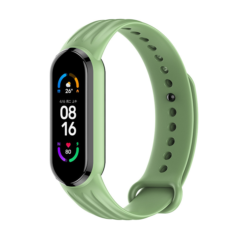 Силиконовый ремешок Dragon для Xiaomi Mi Band 5 | 6 / 7, Красный (Светло-Зеленый)