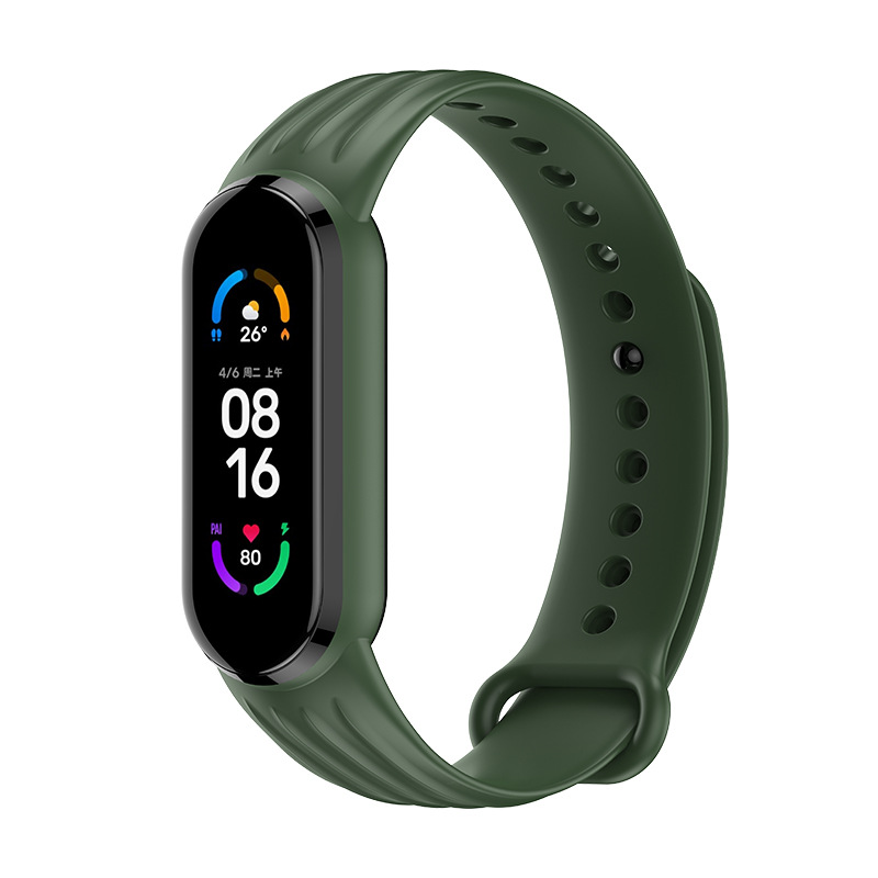 Силиконовый ремешок Dragon для Xiaomi Mi Band 5 | 6 / 7, Красный (Хакі)