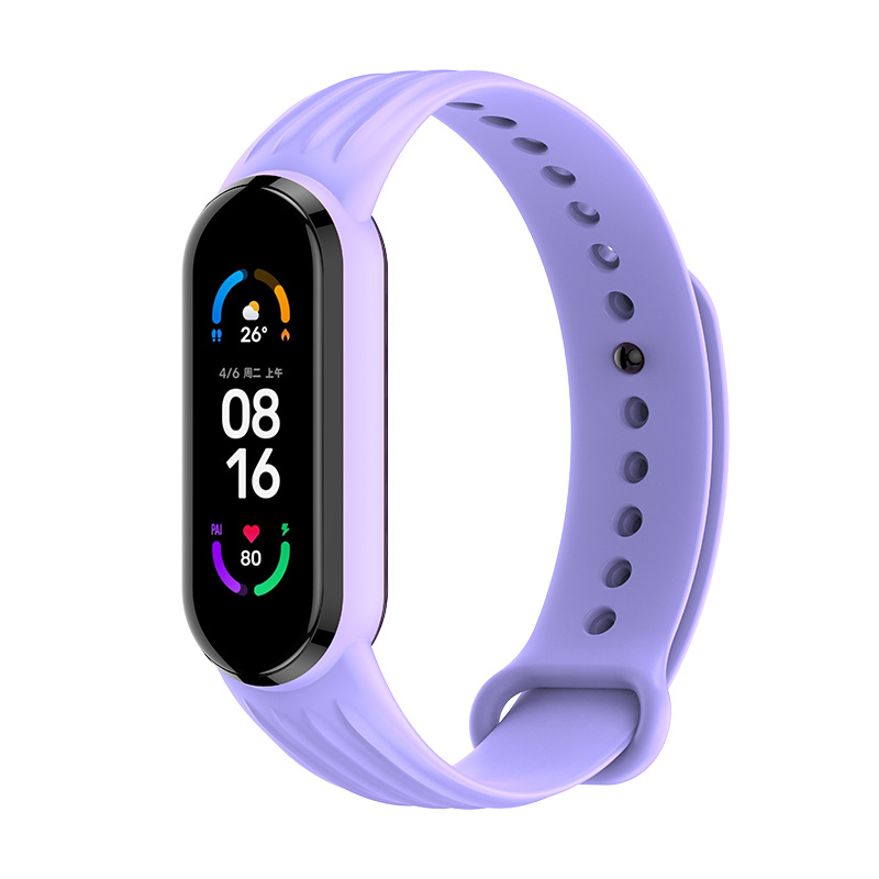 Силиконовый ремешок Dragon для Xiaomi Mi Band 5 | 6 / 7, Красный (Лавандово-фиолетовый)