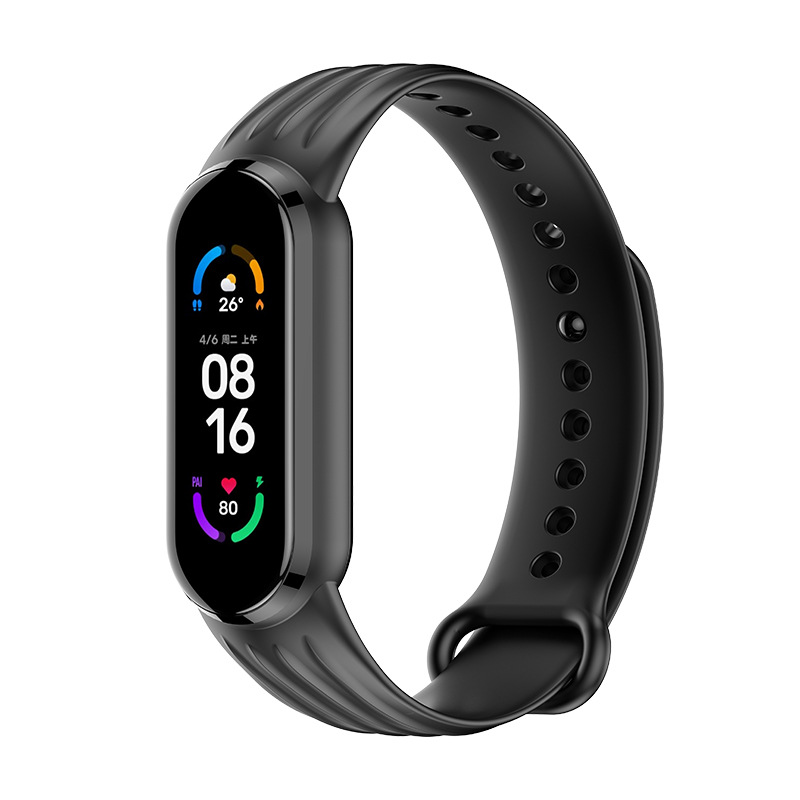 Силиконовый ремешок Dragon для Xiaomi Mi Band 5 | 6 / 7, Красный (Чорний)
