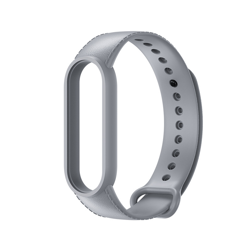Силіконовий ремінець з імітацією шкіри для Mi Band 5 | 6 , Салатовий (Сірий)