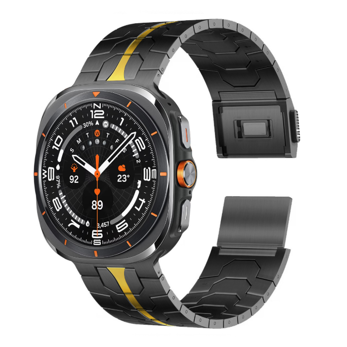Металевий ремінець для Samsung Galaxy Watch 7 Ultra 47mm з магнітною застібкою (Чорний+Золото)
