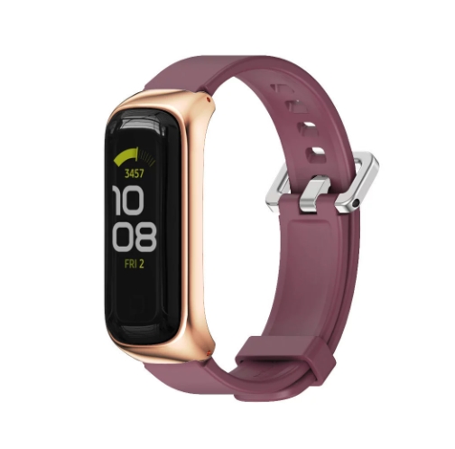 Силіконовий ремінець з захисною рамкою для Samsung Galaxy Fit 2 (бордовий)