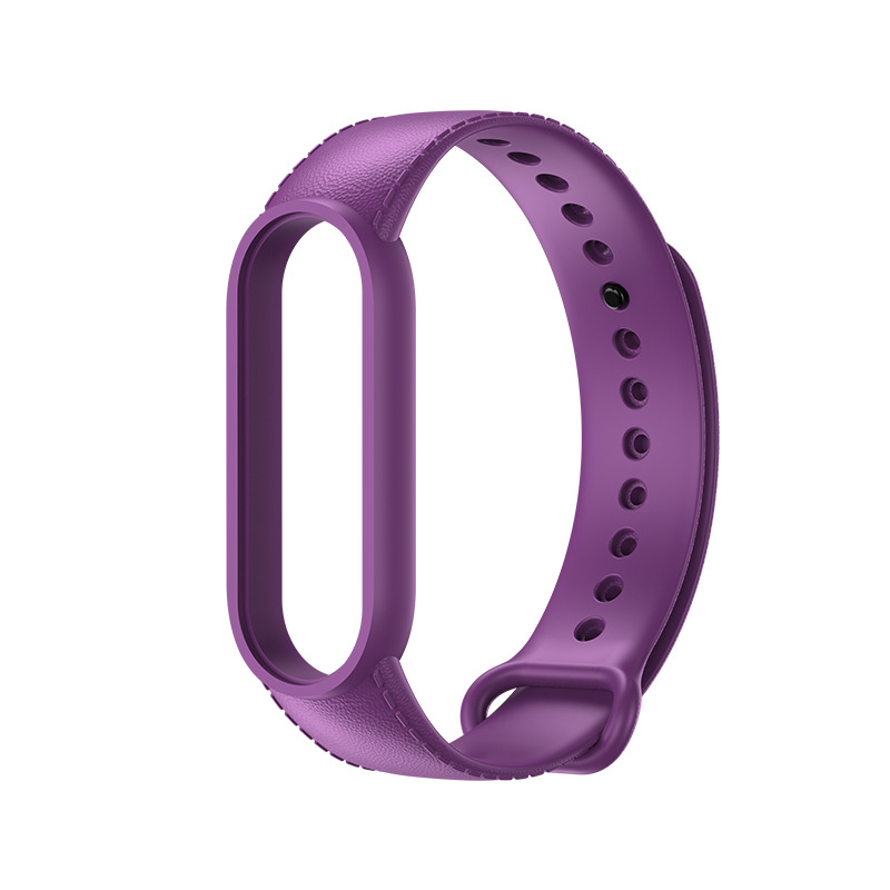 Силиконовый ремешок с имитацией кожи для Mi Band 3 | 4, Салатовый (Фиолетовый)