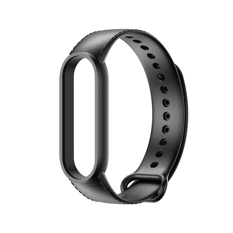 Силиконовый ремешок с имитацией кожи для Mi Band 3 | 4, Салатовый (Чорний)