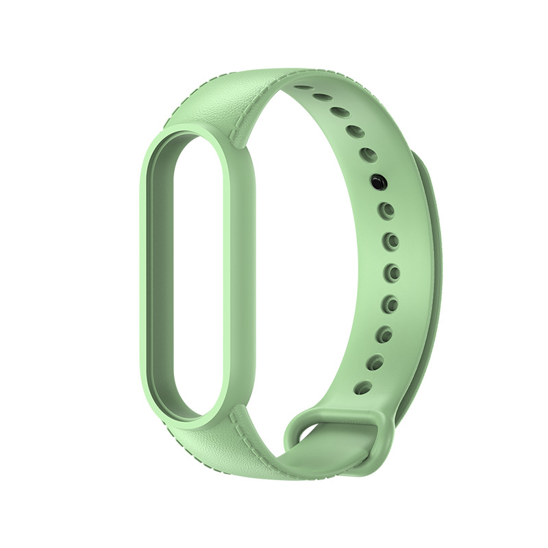 Силиконовый ремешок с имитацией кожи для Mi Band 3 | 4, Салатовый (Салатовый)