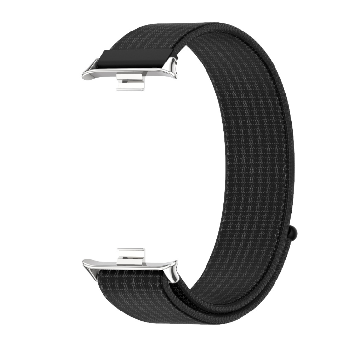 Нейлоновий ремінець з липучкою для Redmi Watch 4 / 5, Mi Band 8 Pro / 9 Pro (Чорний+срібний)