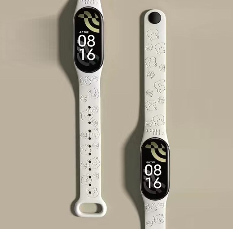 Силіконовий ремінець для Xiaomi Mi Band 8/9 з лазерним гравіюванням "Winnie" (Молочний)