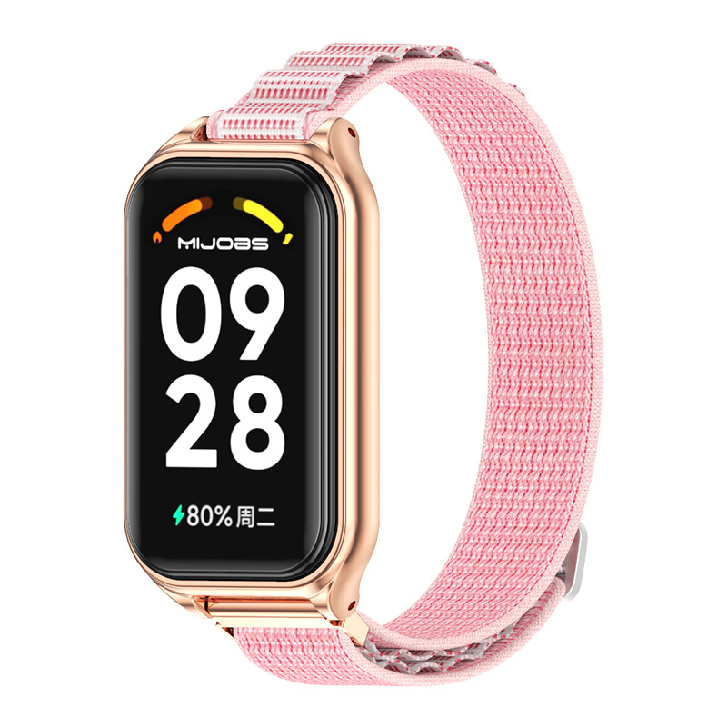  Тканевий ремінець з металевою рамкою для Mi Band 9 Active / Redmi Band 3 (Pink)
