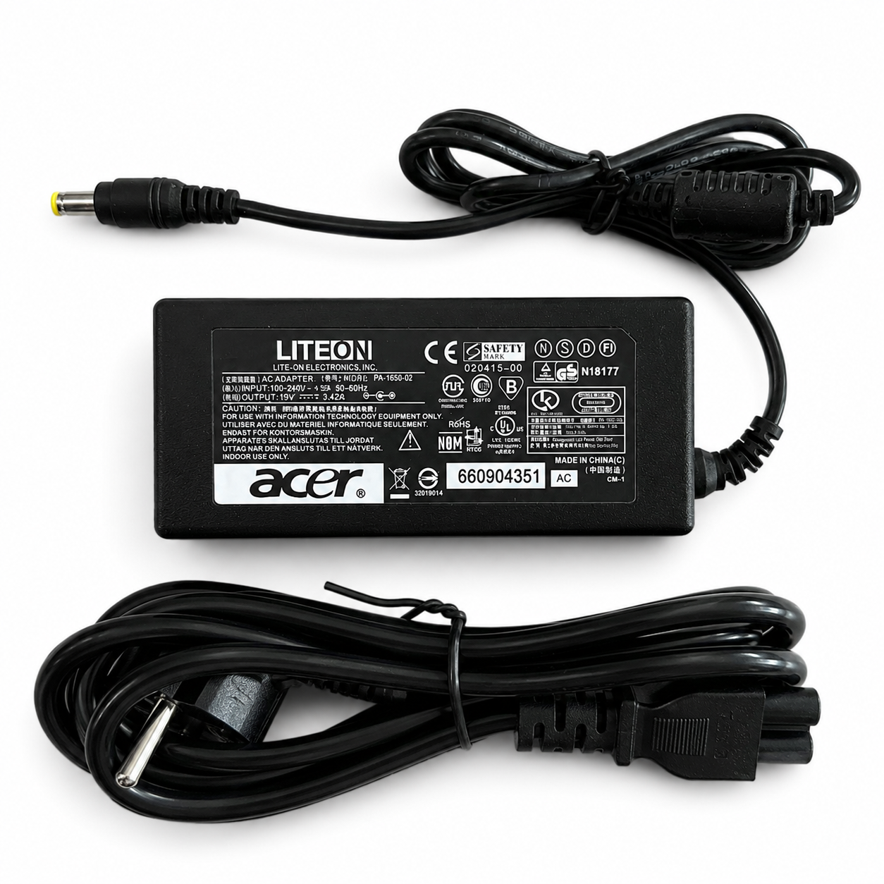 Блок живлення для ноутбука Acer 65W 19V 3.42A 5.5×1.7 мм (блок +шнур)