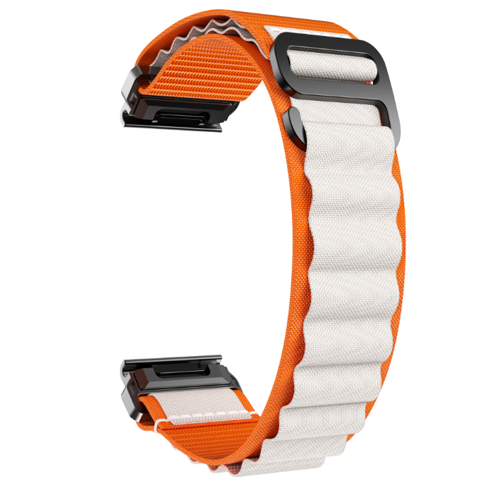 Ремінець Alpine Loop для Garmin 26 mm Fenix 6X | 7X | 5X Plus | 5X | Fenix 3 Quik Fit  (Помаранчевий з білим)