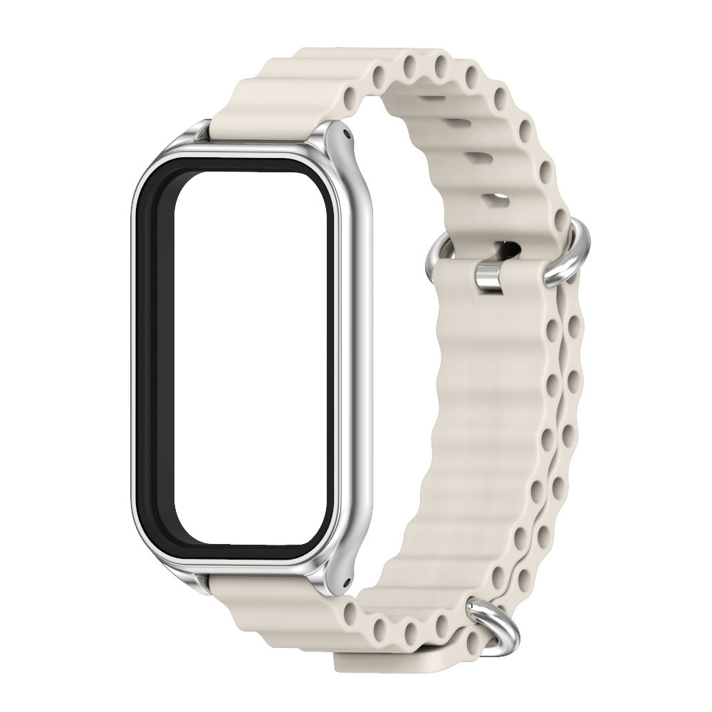 Силіконовий ремінець Ocean з алюмінієвою рамкою для Mi Band 9 Active / Redmi Band 3 (Білий)