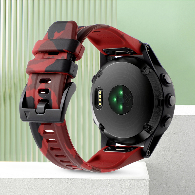 Силіконовий ремінець для Garmin Fenix 7X / 6X / 5X (22 мм) (Камуфляж червоний)