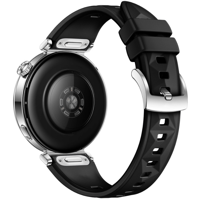 Силіконовий ремінець з крижаним візерунком для Huawei Watch GT5 (18 мм) із кнопковою системою кріпле (Чорний)