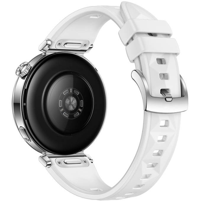 Силіконовий ремінець з крижаним візерунком для Huawei Watch GT5 (18 мм) із кнопковою системою кріпле (Білий)