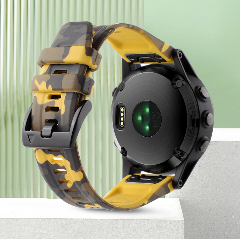 Силіконовий ремінець для Garmin Fenix 7X / 6X / 5X (22 мм) (камуфляж жовтий)