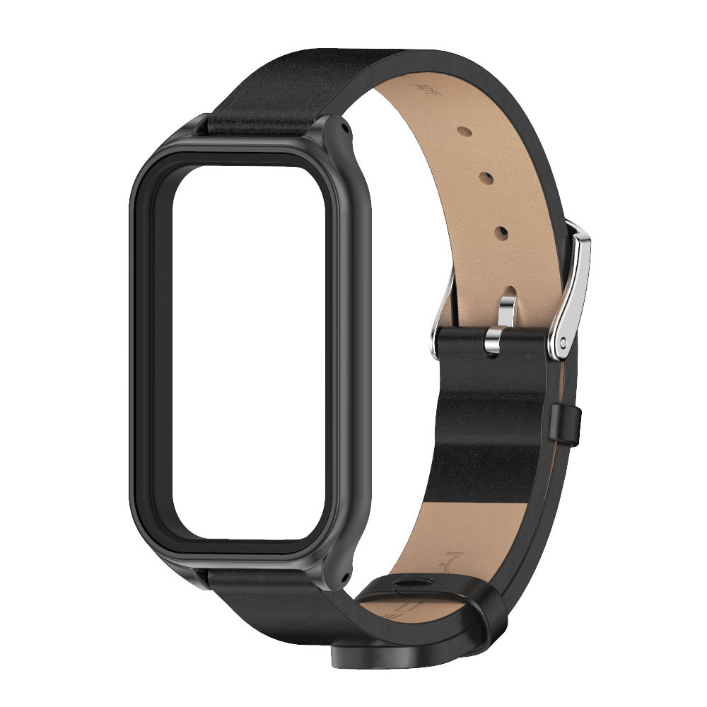 Ремінець із екошкіри MiJobs для Redmi Smart Band 3 / Mi Band 9 Active (Чорний)