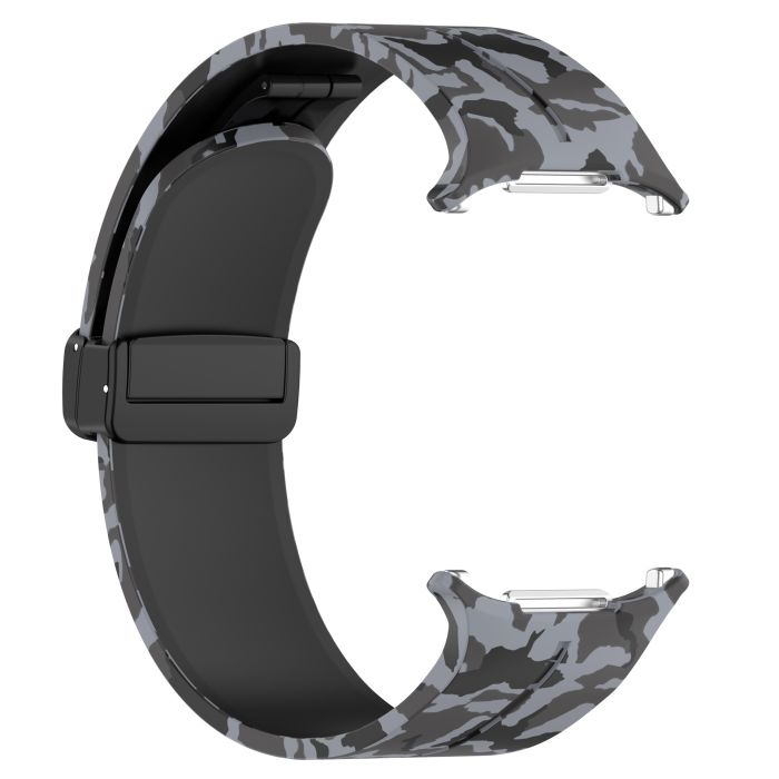 Камуфляжний силіконовий ремінець з магнітною пряжкою для Samsung Galaxy Watch7 Ultra 47 мм (темно-сірий)