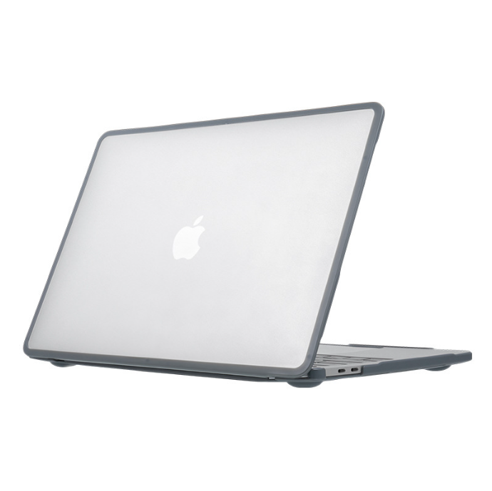 Пластикова накладка c силіконовим бампером для Macbook Air 13,6" M2 A2681 (Прозрачный + серый бампер)