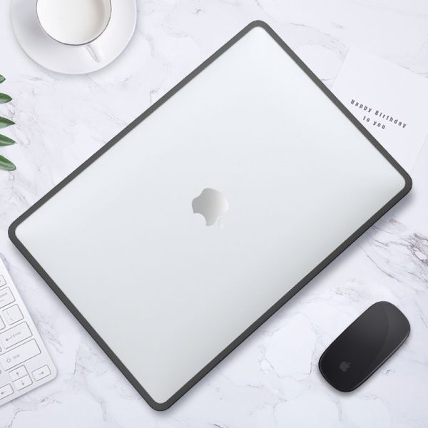 Пластикова накладка c силіконовим бампером для Macbook Air 13,6" M2 A2681 (Прозрачный + черный бампер)