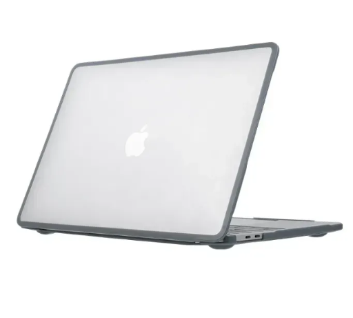 Пластикова накладка c силіконовим бампером для Macbook Pro 13,3" A1989, A2159, A2251, A2289, A2338,  (Прозрачный + серый бампер)