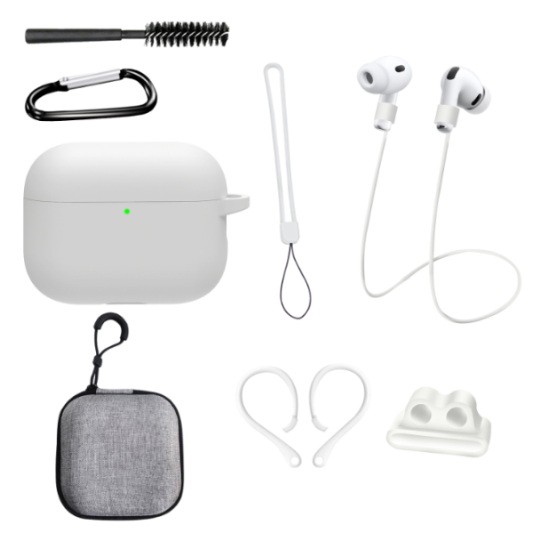 Комплект аксесуарів для AirPods Pro 3 (2025): чохол, фіксатори, шнур (білий)