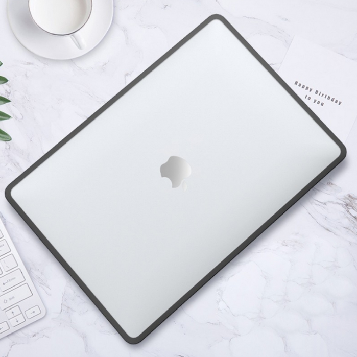 Пластикова накладка c силіконовим бампером для Macbook Pro 14" A2442, A2779 (Прозрачный + черный бампер)