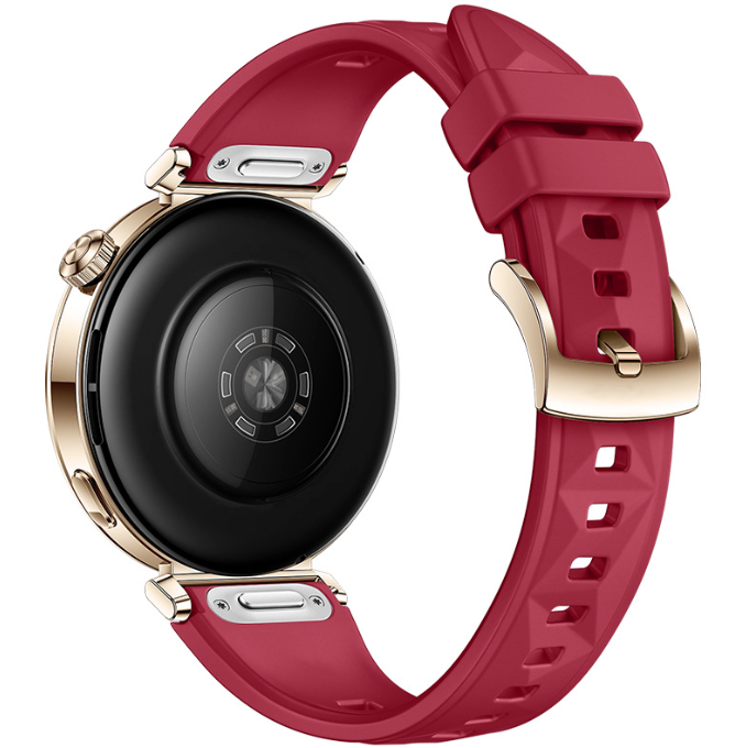 Силіконовий ремінець з крижаним візерунком для Huawei Watch GT5 (18 мм) із кнопковою системою кріпле (Червоний)