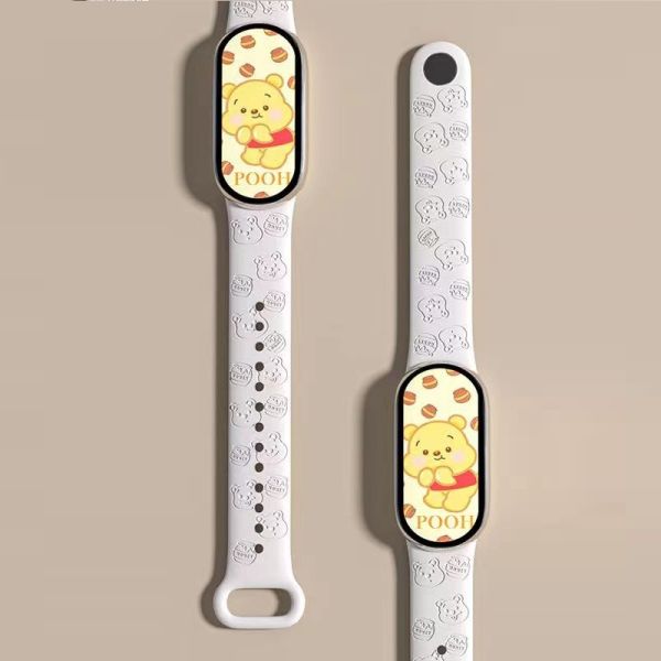 Силіконовий ремінець для Xiaomi Mi Band 8/9 з лазерним гравіюванням "Медведик" (Білий)