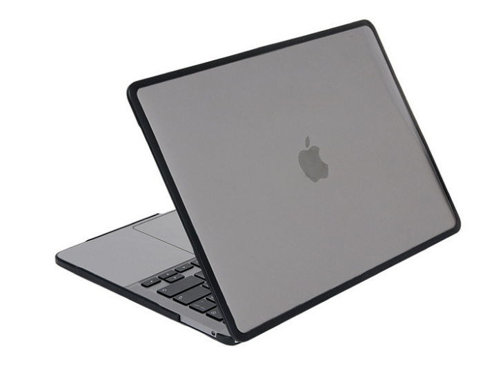 Пластикова накладка c силіконовим бампером для Macbook Pro 16" A2485, A2780 (Черный прозрачный + Черный бампер)