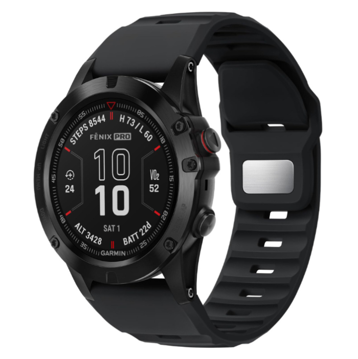 Силіконовий ремінець QuickFit 26 мм для Garmin Fenix 7X/6X/5X, Enduro 2, Tactix, Descent, Epix Pro (Чорний)