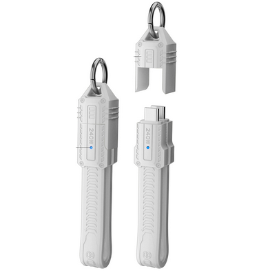 USB4.0 Type-C ↔ Type-C кабель-брелок (80Gbps, 240W) з кришкою (Білий)