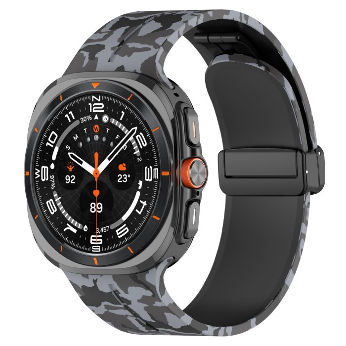 Камуфляжний силіконовий ремінець з магнітною пряжкою для Samsung Galaxy Watch7 Ultra 47 мм (чорний)