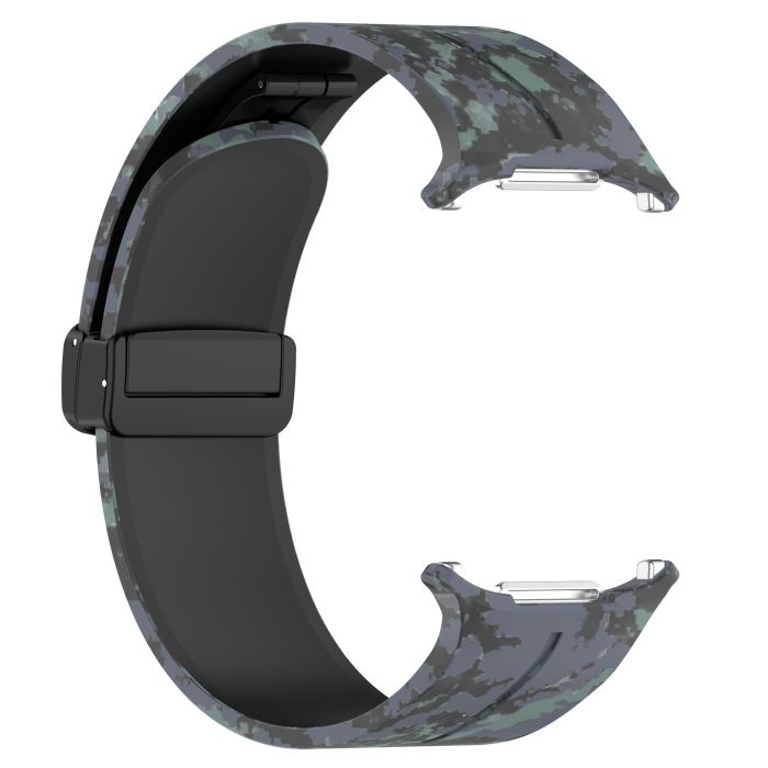 Камуфляжний силіконовий ремінець з магнітною пряжкою для Samsung Galaxy Watch7 Ultra 47 мм (чорний)