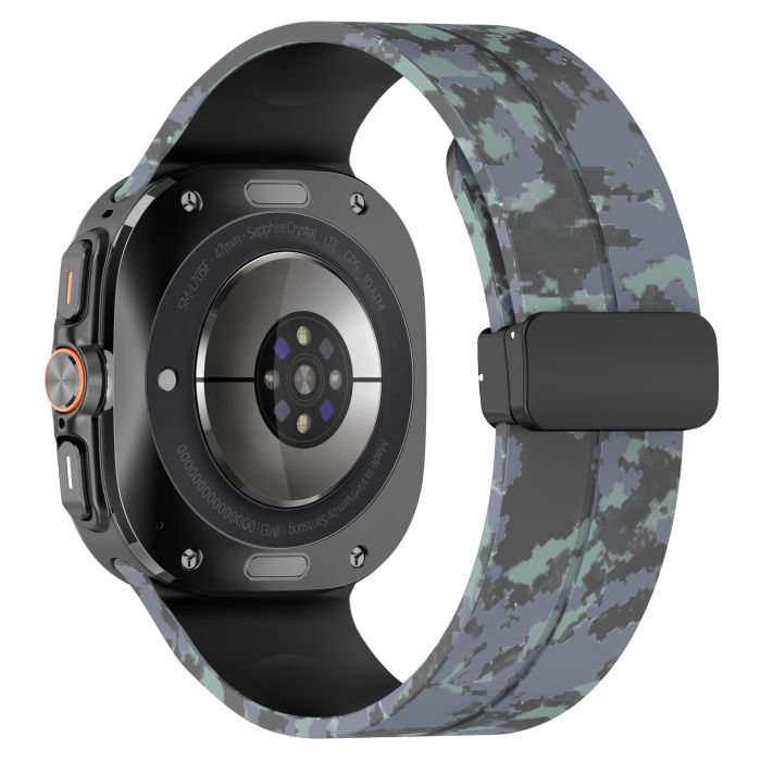 Камуфляжний силіконовий ремінець з магнітною пряжкою для Samsung Galaxy Watch7 Ultra 47 мм (чорний)