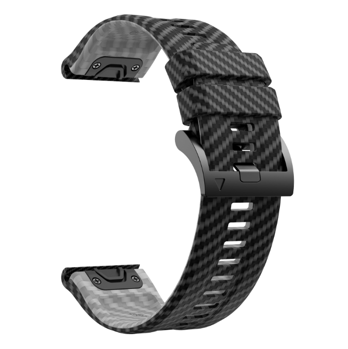 Силіконовий ремінець з карбоновим візерунком 26 мм для Garmin Fenix / Enduro / Tactix (Black+Grey)